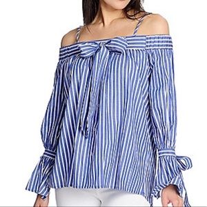 Long Bell Sleeve Convertible Neck Tie Top NWOT